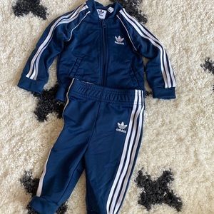 Navy blue adidas tracksuit size 6-9 months